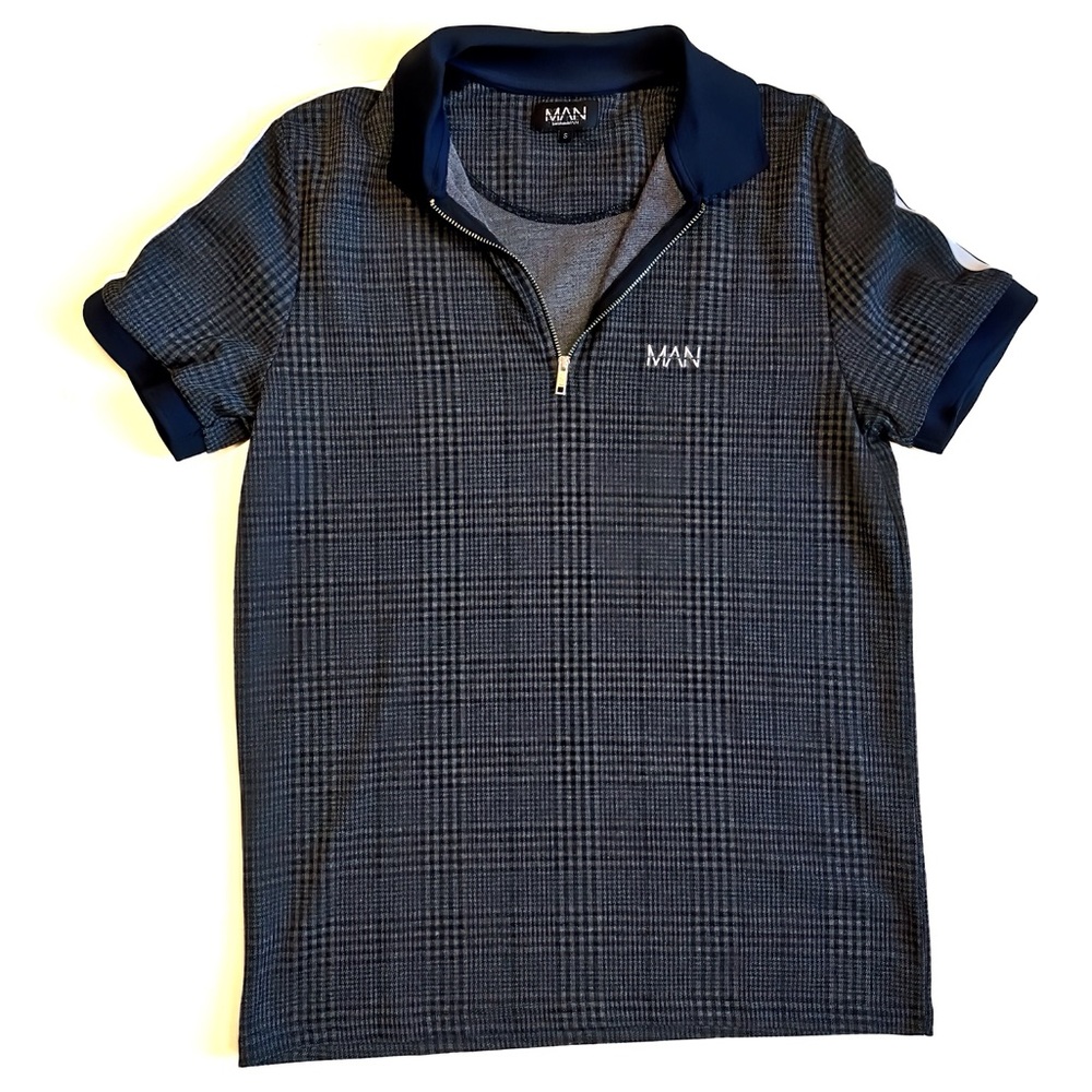 BoohooMAN Navy Checkered Men's Shirt